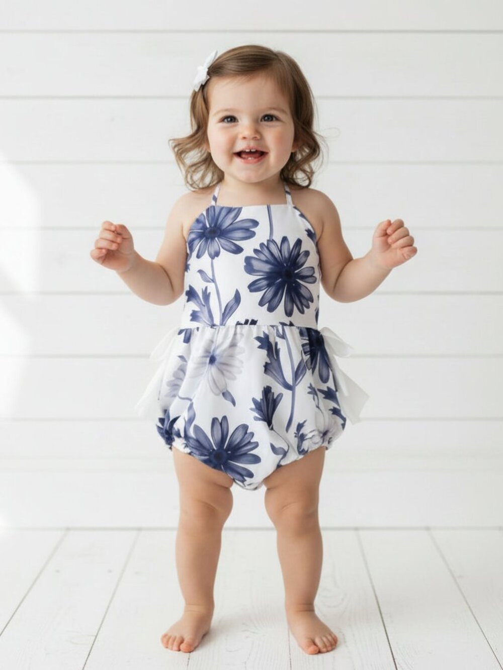 Blue Boutique Floral Ruffle Romper, NWT